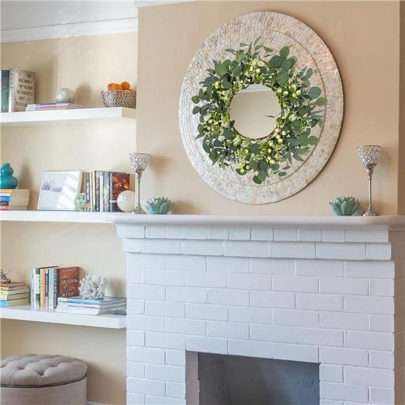 Green Wreaths for Front Door 20 Inch Artificial Eucalyptus Welcome Spring Wreath - Picture 4 of 6